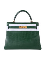 Kelly 28 Retourne in Exotic Siamese Crocodile (Grade A Belly Cut) - Cypress Green with Gold-Tone Hardware