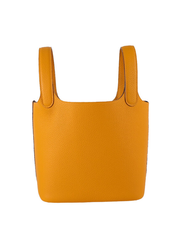 TC Leather Picotin Lock Bag (Includes Strap) - Amber Yellow with Silver Hardware