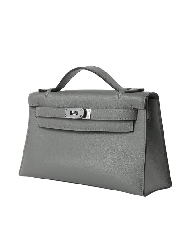 SF Kelly22 Calfskin Bag-Premium Rain Cloud Gray with Signature Silver-Tone Hardware