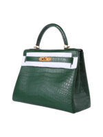 Kelly 28 Retourne in Exotic Siamese Crocodile (Grade A Belly Cut) - Cypress Green with Gold-Tone Hardware