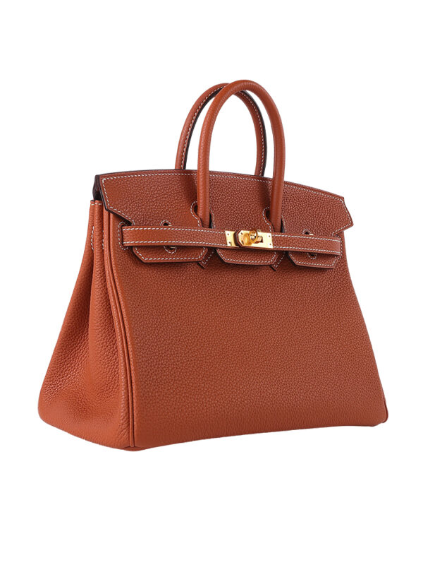 Premium  Birkin25 Imported Full-Grain Togo Leather in Gold Brown