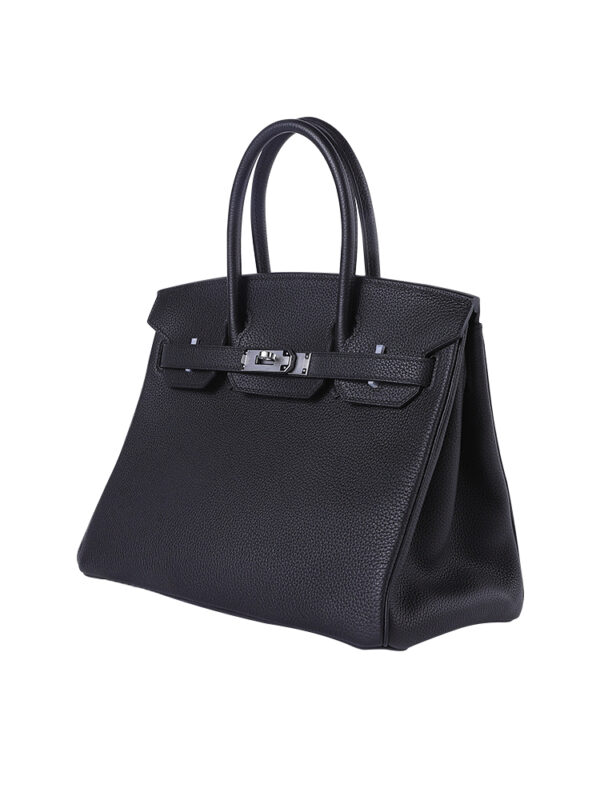 Premium BirKin30 Imported Full-Grain Togo Leather in Classic Black – Featuring Sleek Silver-Tone Hardware
