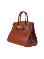 Birkin 30 Hand-Stitched Crocodile Leather Tote - Gold Brown with 24K Gold-Plated Hardware