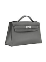 SF Kelly22 Calfskin Bag-Premium Rain Cloud Gray with Signature Silver-Tone Hardware
