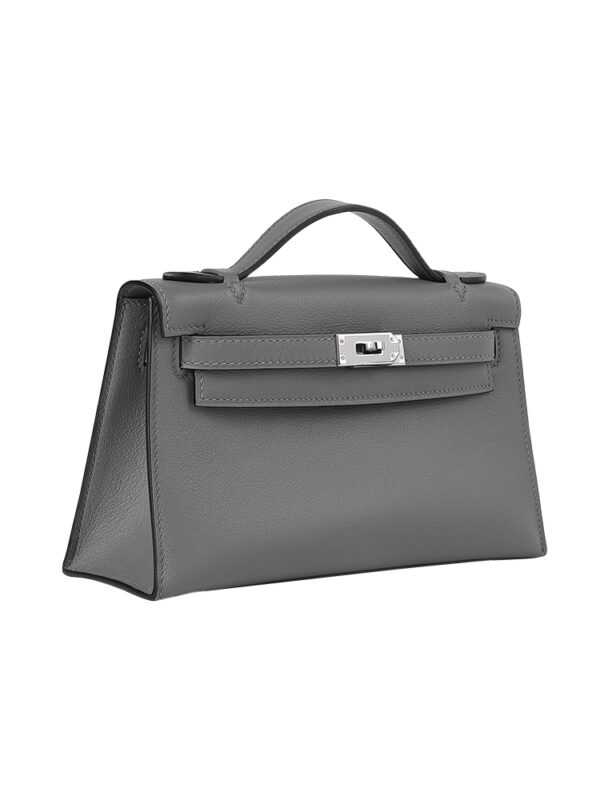 SF Kelly22 Calfskin Bag-Premium Rain Cloud Gray with Signature Silver-Tone Hardware