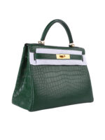 Kelly 28 Retourne in Exotic Siamese Crocodile (Grade A Belly Cut) - Cypress Green with Gold-Tone Hardware