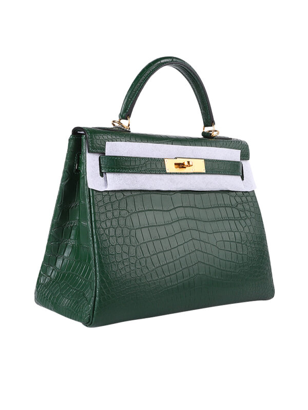 Kelly 28 Retourne in Exotic Siamese Crocodile (Grade A Belly Cut) - Cypress Green with Gold-Tone Hardware