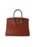 Birkin 30 Hand-Stitched Crocodile Leather Tote - Gold Brown with 24K Gold-Plated Hardware
