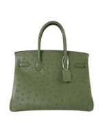 Birkin 30 in Premium Grade-A Ostrich Leather - Olive Green with Palladium Hardware (Classic Women's Handbag, Blind Stamp)