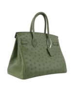 Birkin 30 in Premium Grade-A Ostrich Leather - Olive Green with Palladium Hardware (Classic Women's Handbag, Blind Stamp)