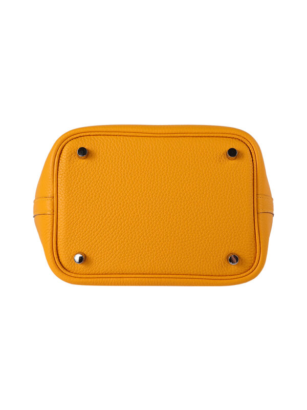 TC Leather Picotin Lock Bag (Includes Strap) - Amber Yellow with Silver Hardware