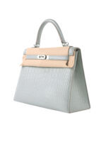 Kelly 25 Sellier Bag in Rare Porosus Crocodile (Grade A) - Pearl Gray with Palladium Hardware