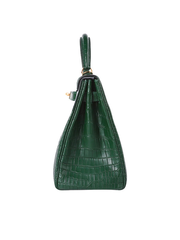 Kelly 28 Retourne in Exotic Siamese Crocodile (Grade A Belly Cut) - Cypress Green with Gold-Tone Hardware