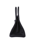 Premium BirKin30 Imported Full-Grain Togo Leather in Classic Black – Featuring Sleek Silver-Tone Hardware