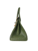 Birkin 30 in Premium Grade-A Ostrich Leather - Olive Green with Palladium Hardware (Classic Women's Handbag, Blind Stamp)
