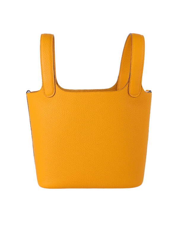 TC Leather Picotin Lock Bag (Includes Strap) - Amber Yellow with Silver Hardware