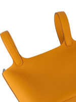 TC Leather Picotin Lock Bag (Includes Strap) - Amber Yellow with Silver Hardware