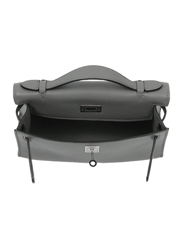 SF Kelly22 Calfskin Bag-Premium Rain Cloud Gray with Signature Silver-Tone Hardware