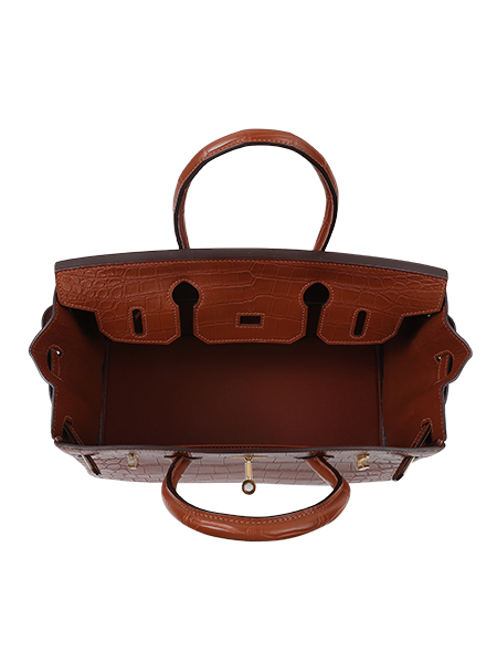 Birkin 30 Hand-Stitched Crocodile Leather Tote - Gold Brown with 24K Gold-Plated Hardware