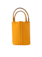 TC Leather Picotin Lock Bag (Includes Strap) - Amber Yellow with Silver Hardware