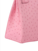Kelly 28 Retourne Ostrich Leather Handbag - Blush Pink with Gold Hardware (Edge Paint Edition)